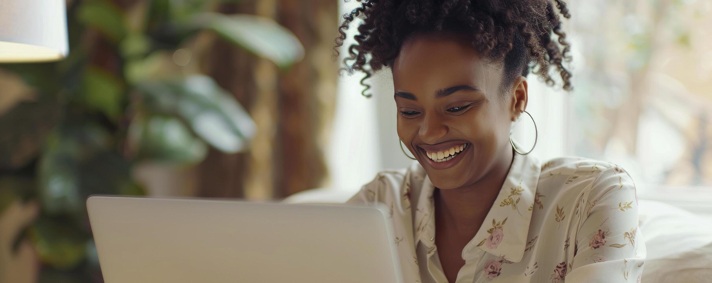 AI generated Empowered Connectivity, A Woman Engaged with Her Laptop, Navigating the Digital Realm photo