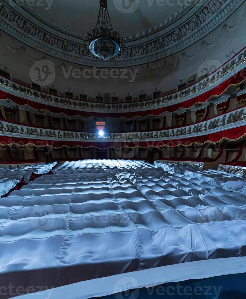 Big empty public theater hall. Historical theater museum. photo