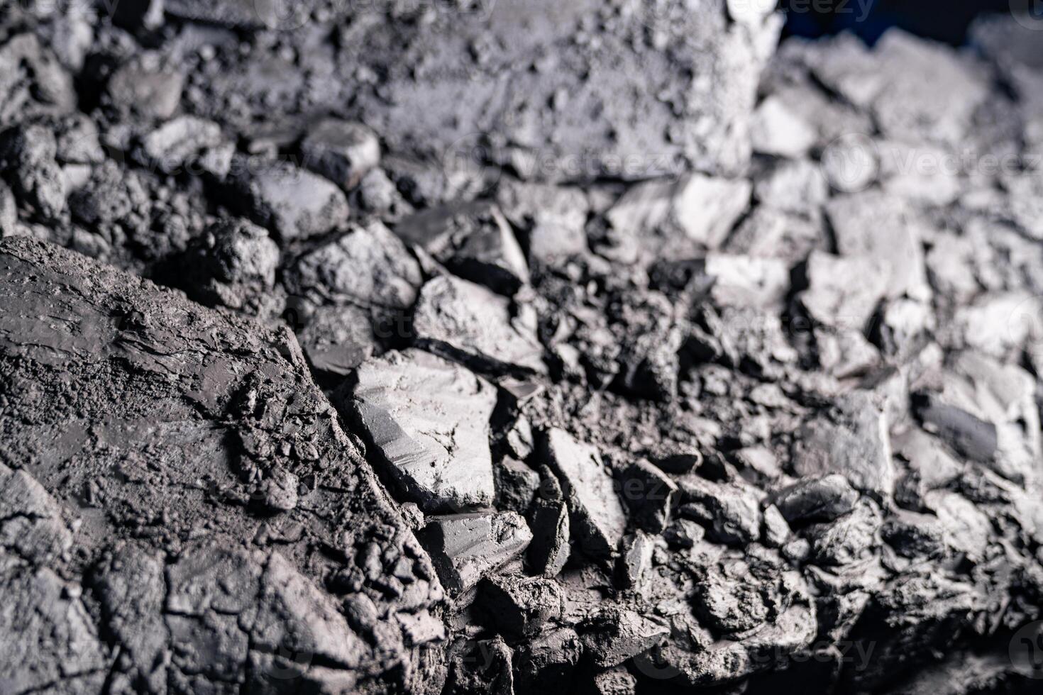 Large quarry, stepped terraced relief. Mining industry. Mine and quarry panorama. Black and white photo