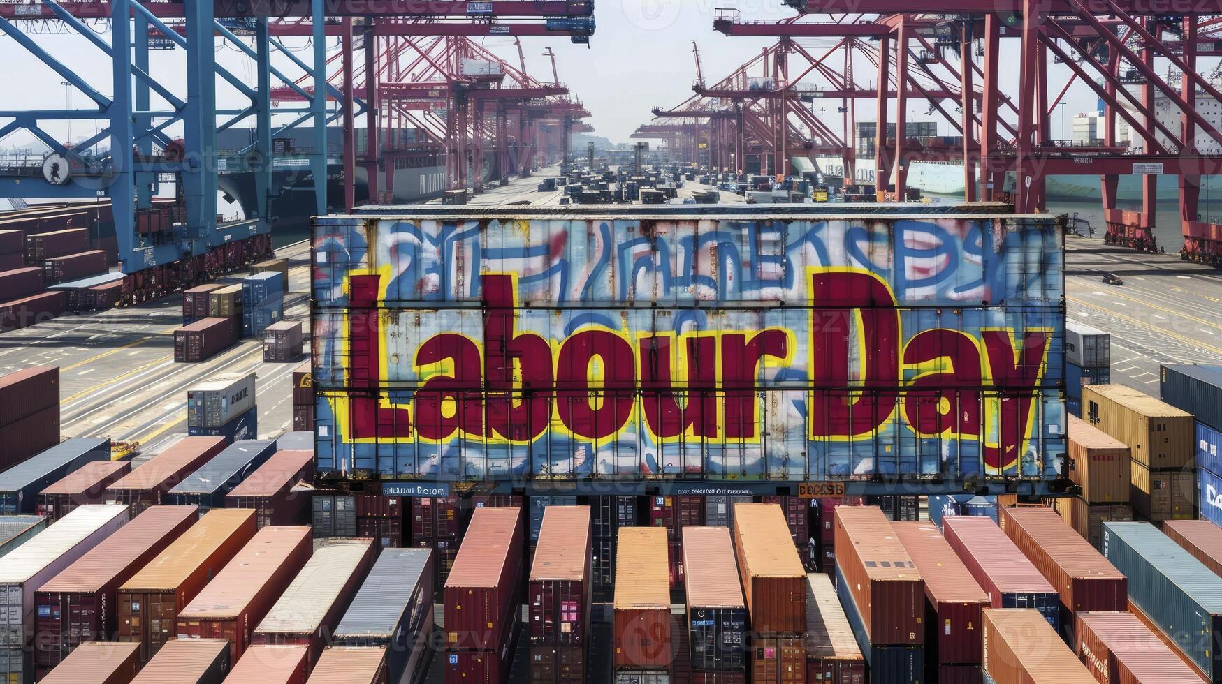 ai generado labor día celebracion, texto adornado en Envío envase, honrando trabajadores contribuciones foto