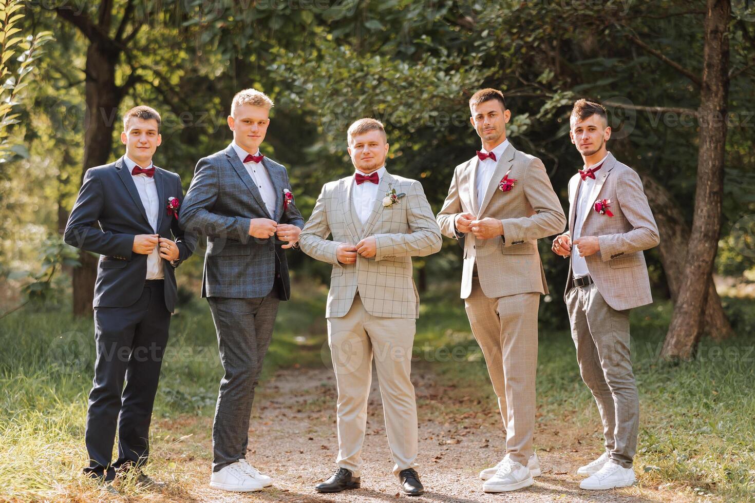 Wedding photography. The groom and his friends photo