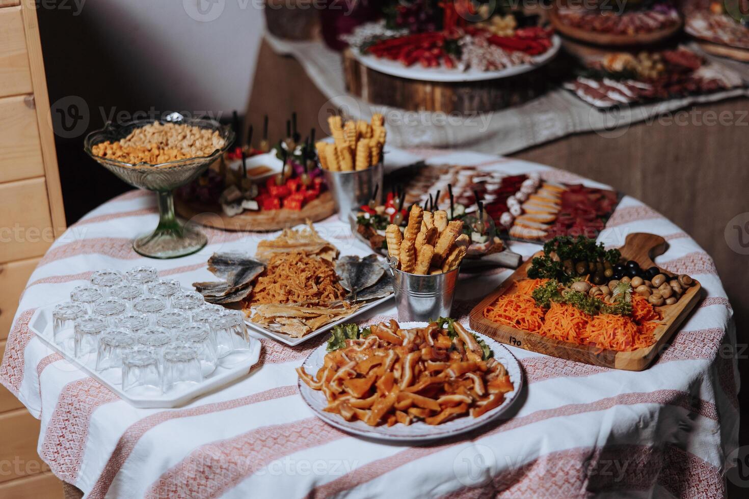 Cossack table. Banquet hall Meat treats for guests. Homemade cutouts. Pork tenderloin. Delicious meat cuts. Meat plate. Delicious compositions from smoked mint. Cottage cheese. photo