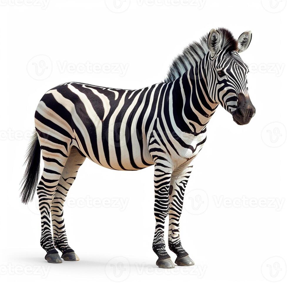 AI generated Zoo, Zebra on white isolated background - AI generated image photo