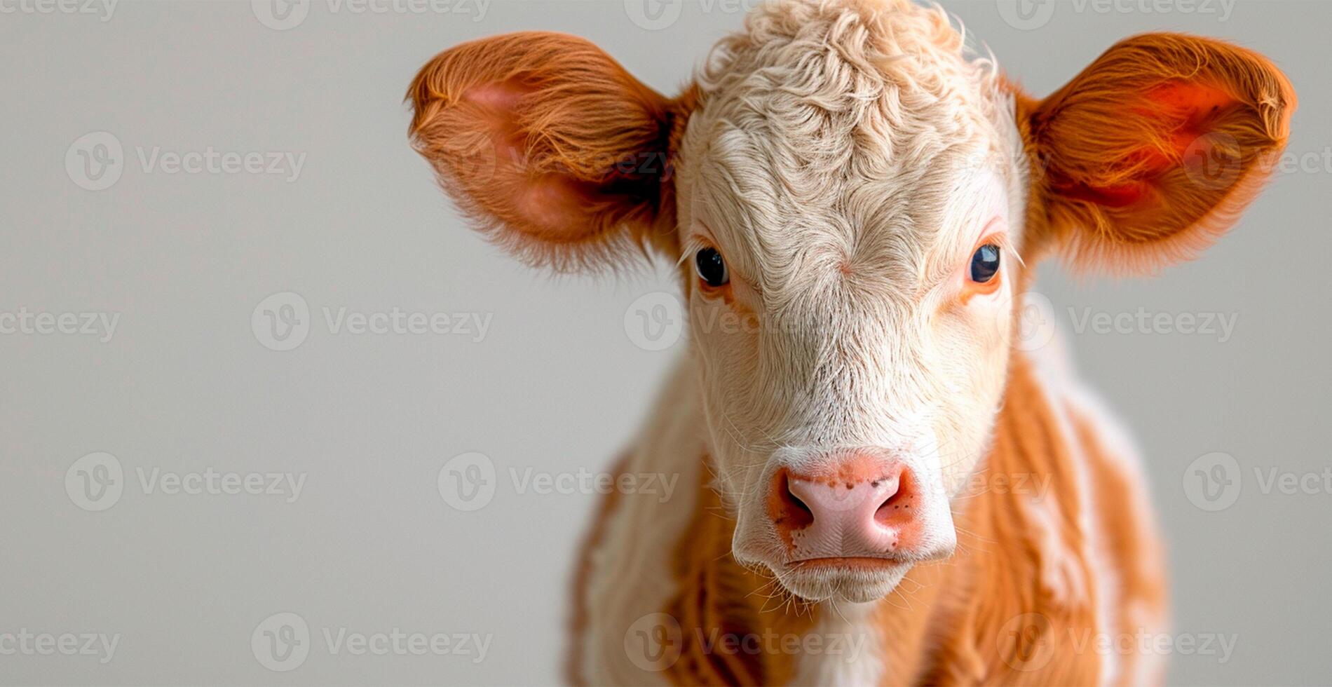 AI generated Cow on white isolated background, calf - AI generated image photo