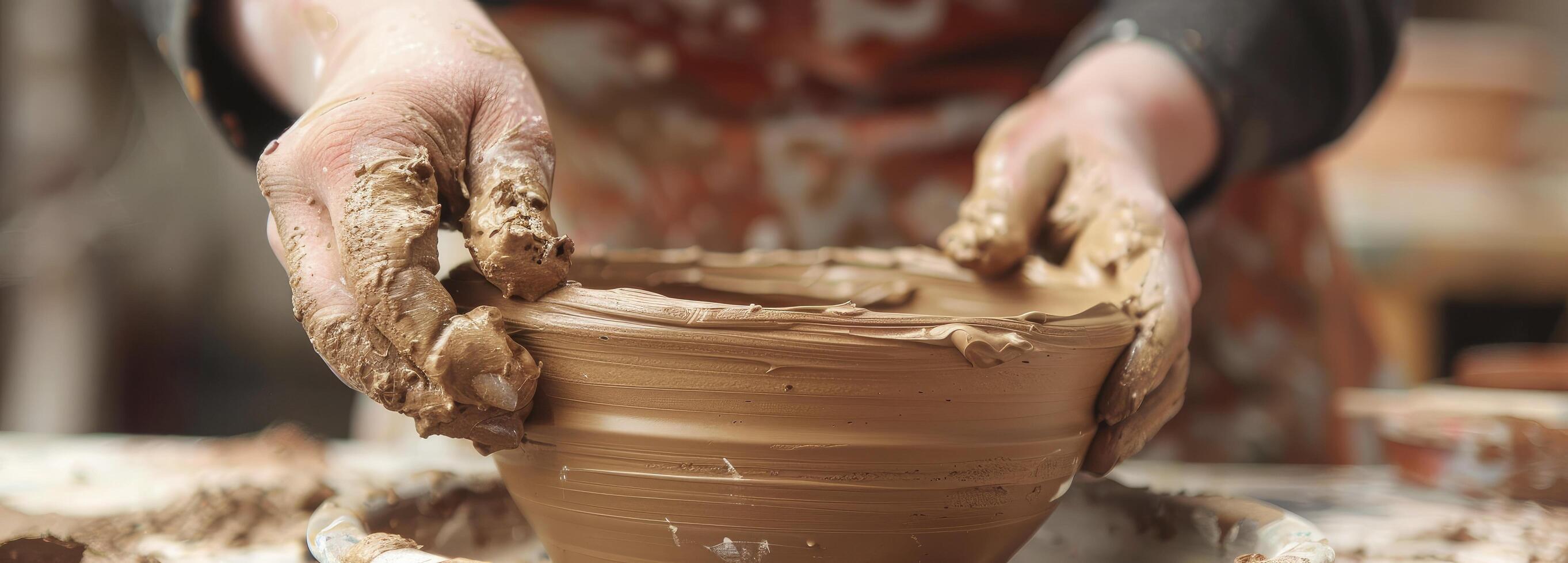 AI generated Describe the intricate process of creating a handmade piece of pottery. photo