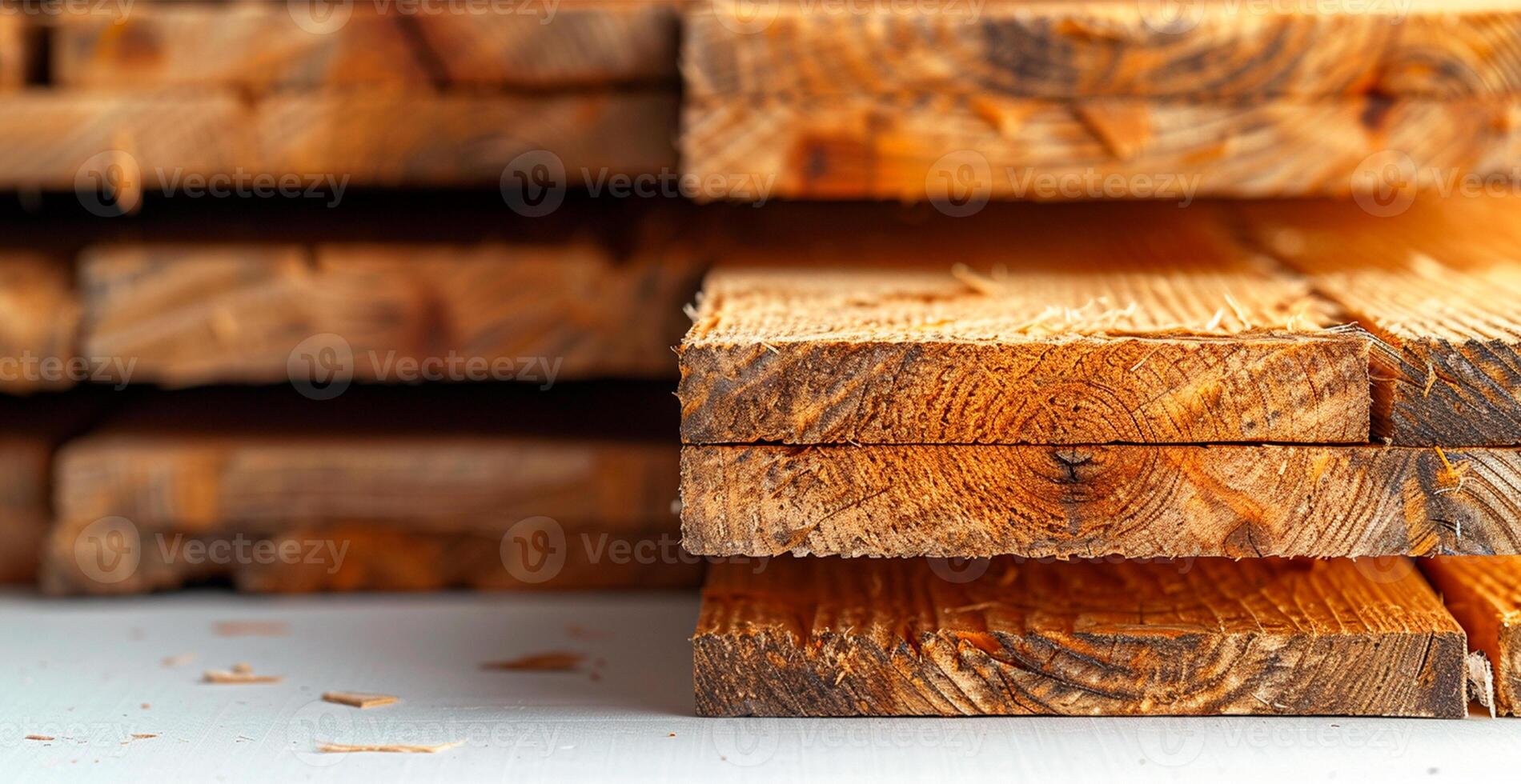 AI generated Wooden lumber, wood blanks on a white background - AI generated image photo