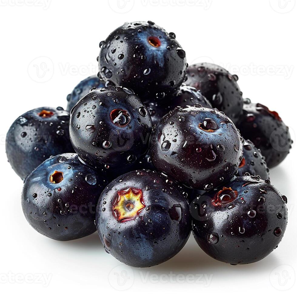 AI generated Acai berries on white isolated background - AI generated image photo