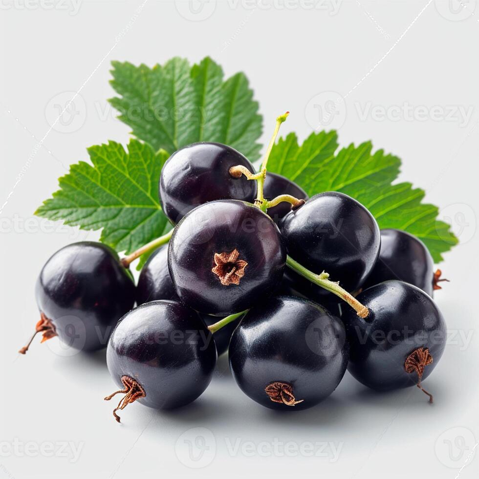 AI generated Black currant berries on a white isolated background - AI generated image photo