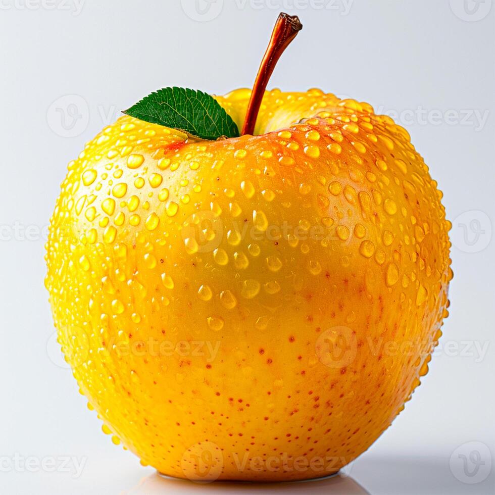 AI generated Ripe yellow green apple on a white background - AI generated image photo