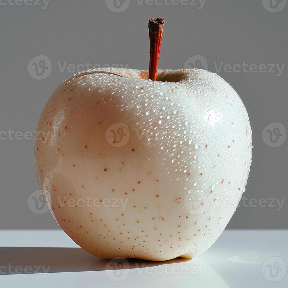 AI generated Ripe white apple on a white background - AI generated image photo