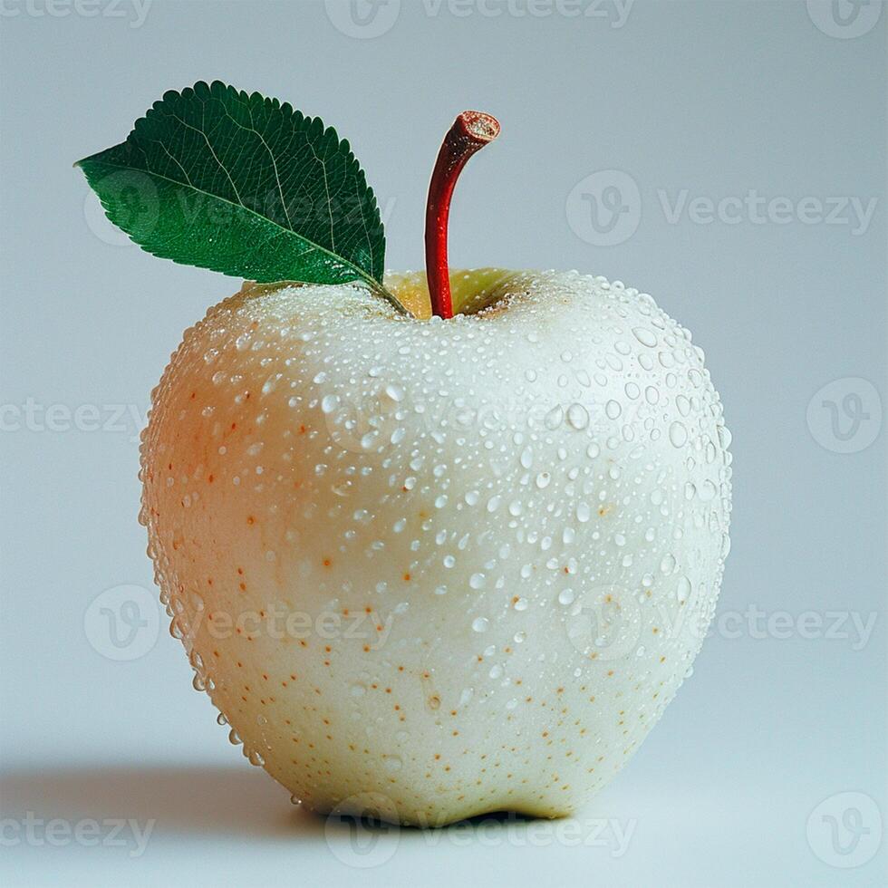 AI generated Ripe white apple on a white background - AI generated image photo