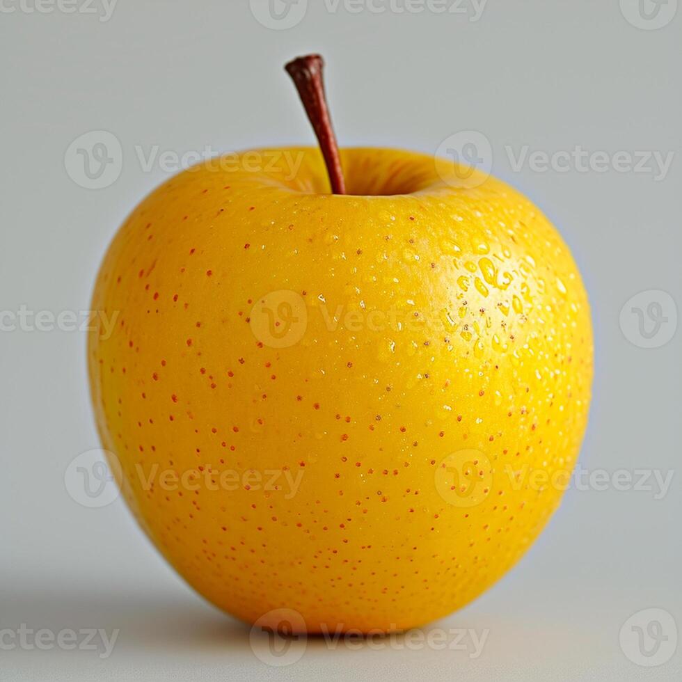 ai generado maduro amarillo verde manzana en un blanco antecedentes - ai generado imagen foto