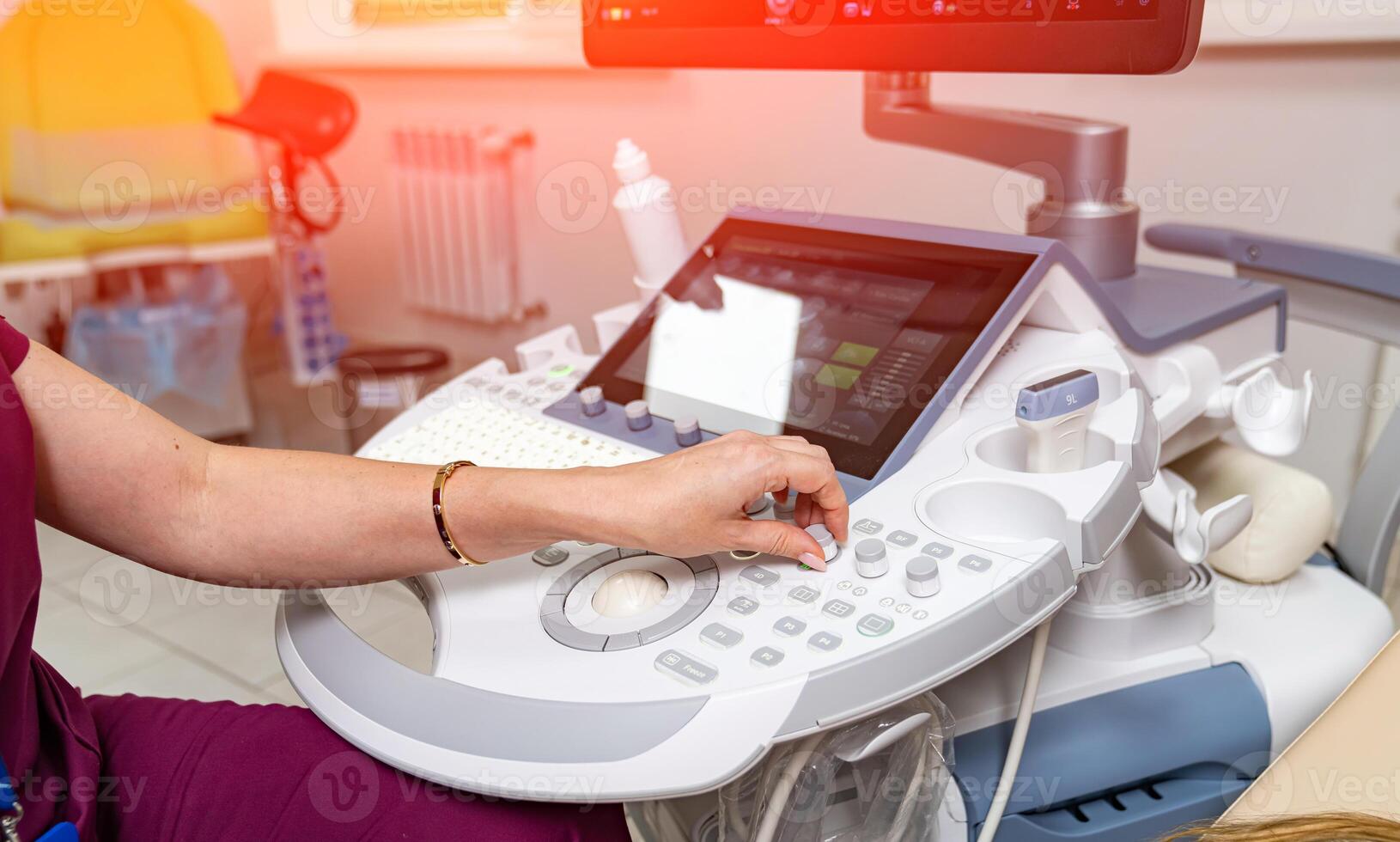 Professional examination with scanner. Modern ultrasound equipment technologies. photo