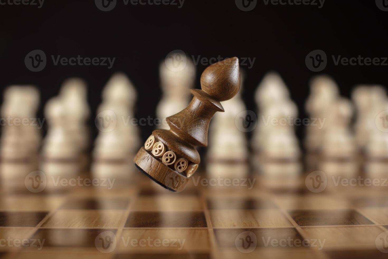 Flying chess pieces. A puzzle game with tricky combinations that requires planning and thinking. photo