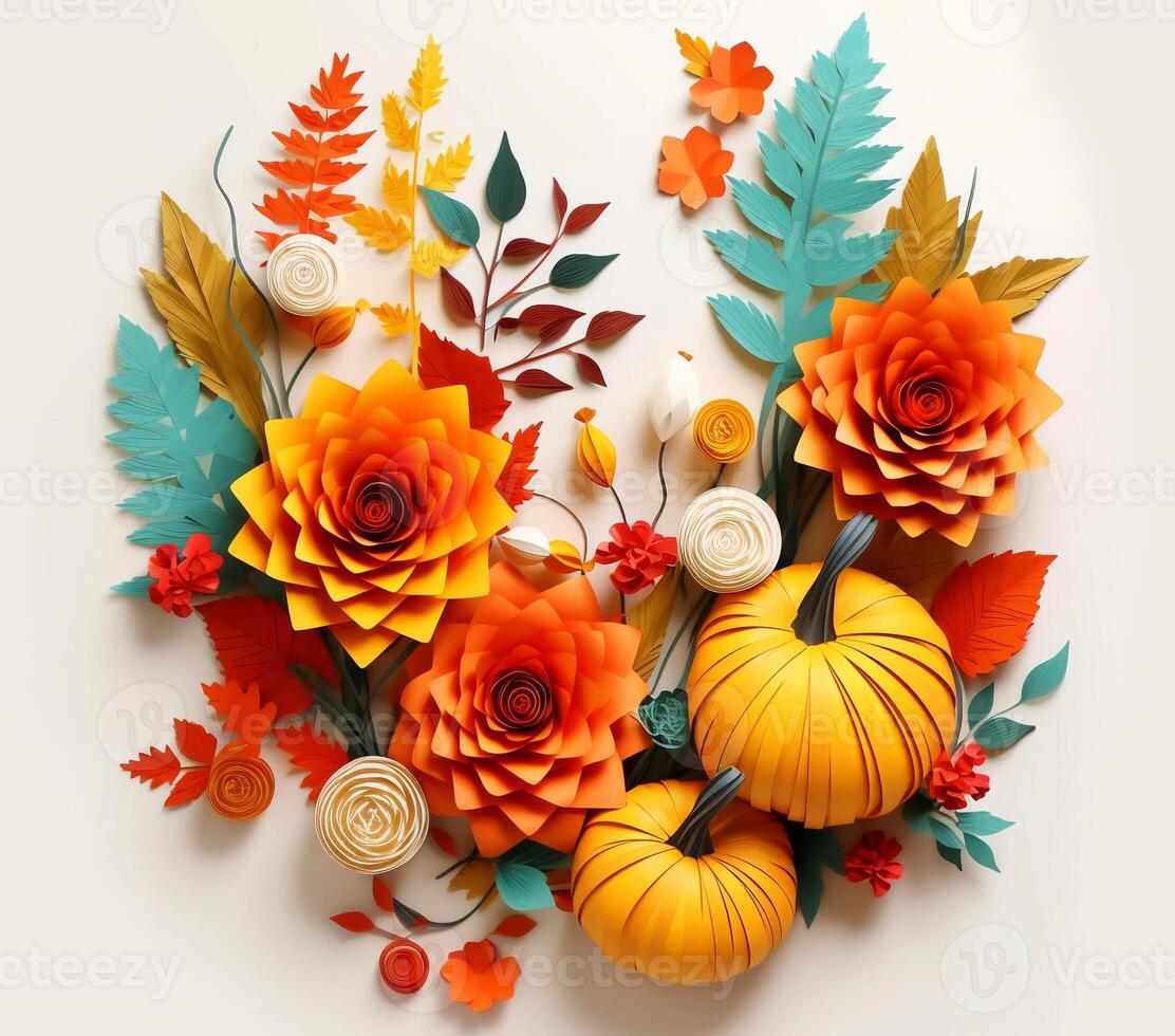 AI generated 3D 3D Fall Flowers Fusion Art Floral photo