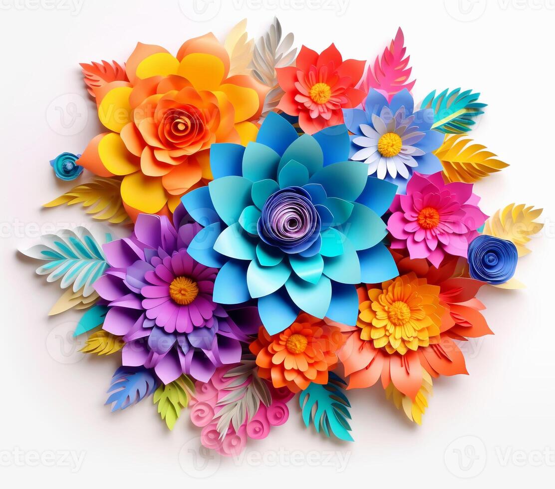 AI generated 3D Colorful flowers photo