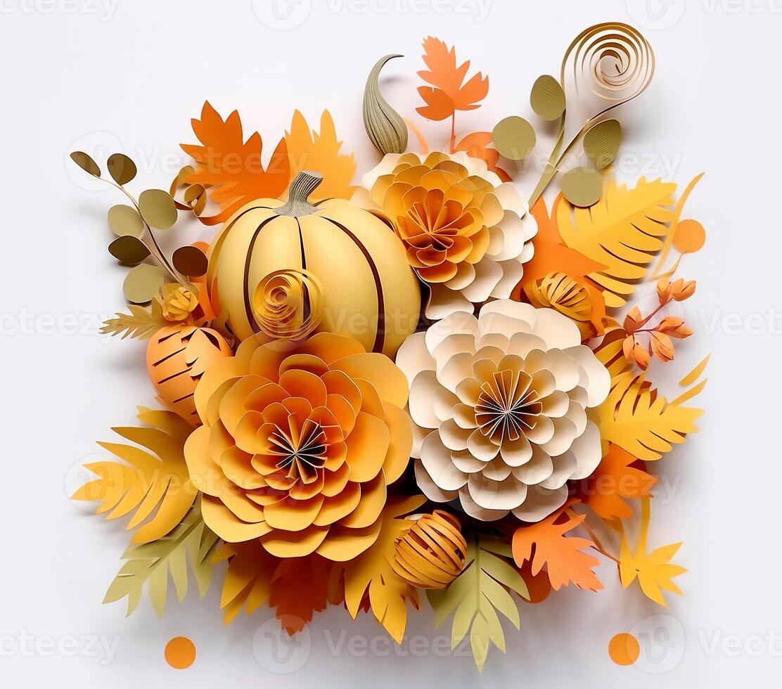 AI generated 3D 3D Fall Flowers Fusion Art Floral photo