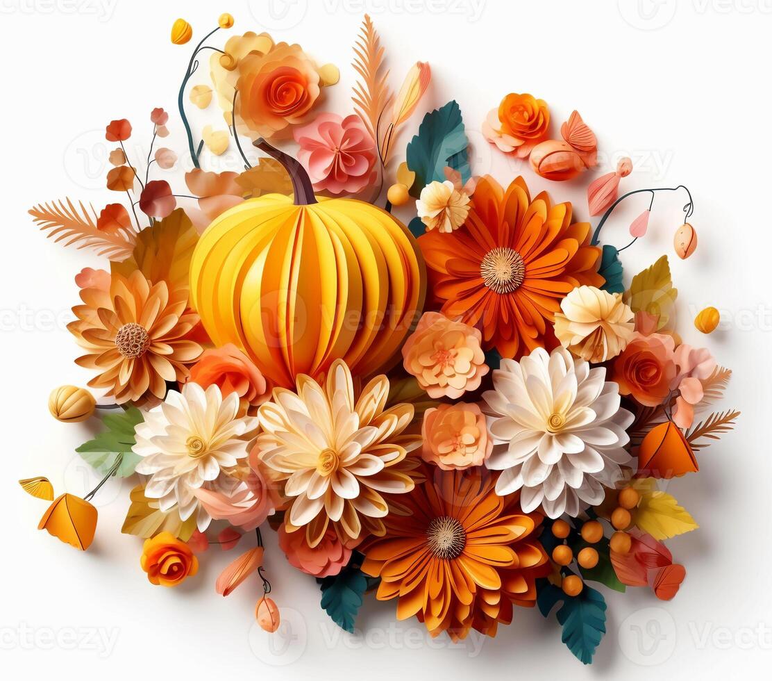 AI generated 3D 3D Fall Flowers Fusion Art Floral photo