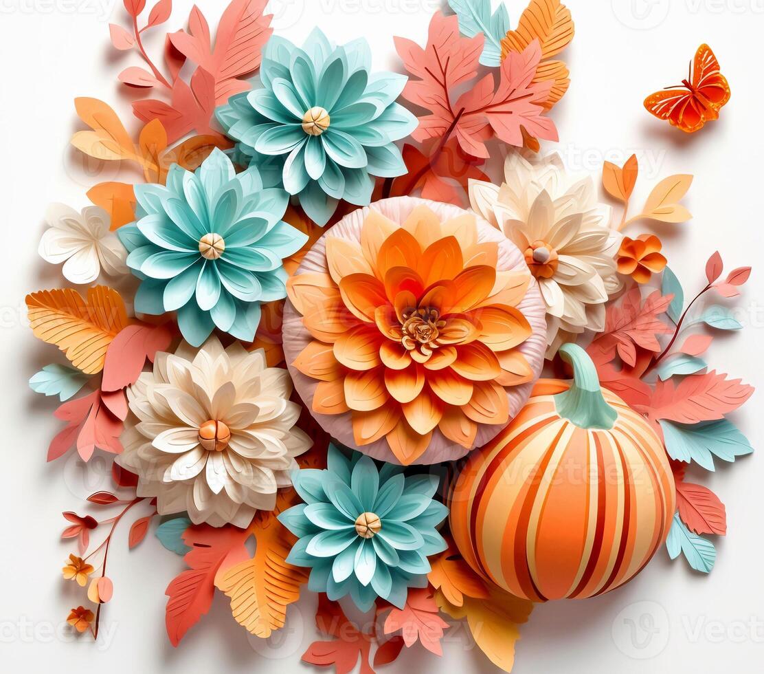 AI generated 3D 3D Fall Flowers Fusion Art Floral photo