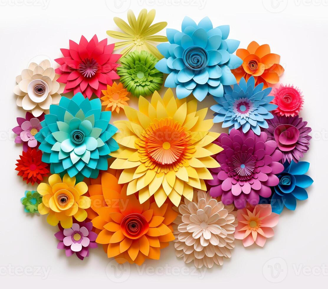 AI generated 3D Colorful flowers photo