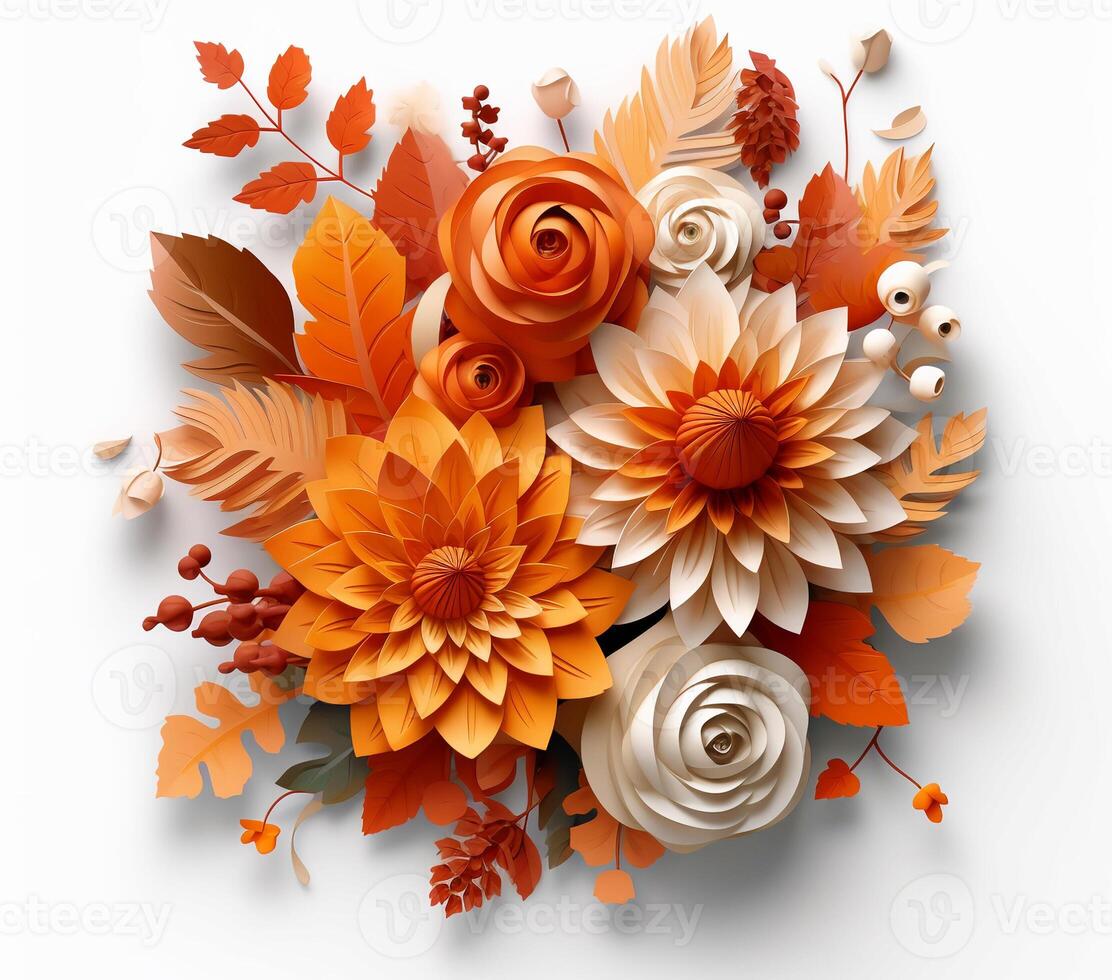 AI generated 3D 3D Fall Flowers Fusion Art Floral photo