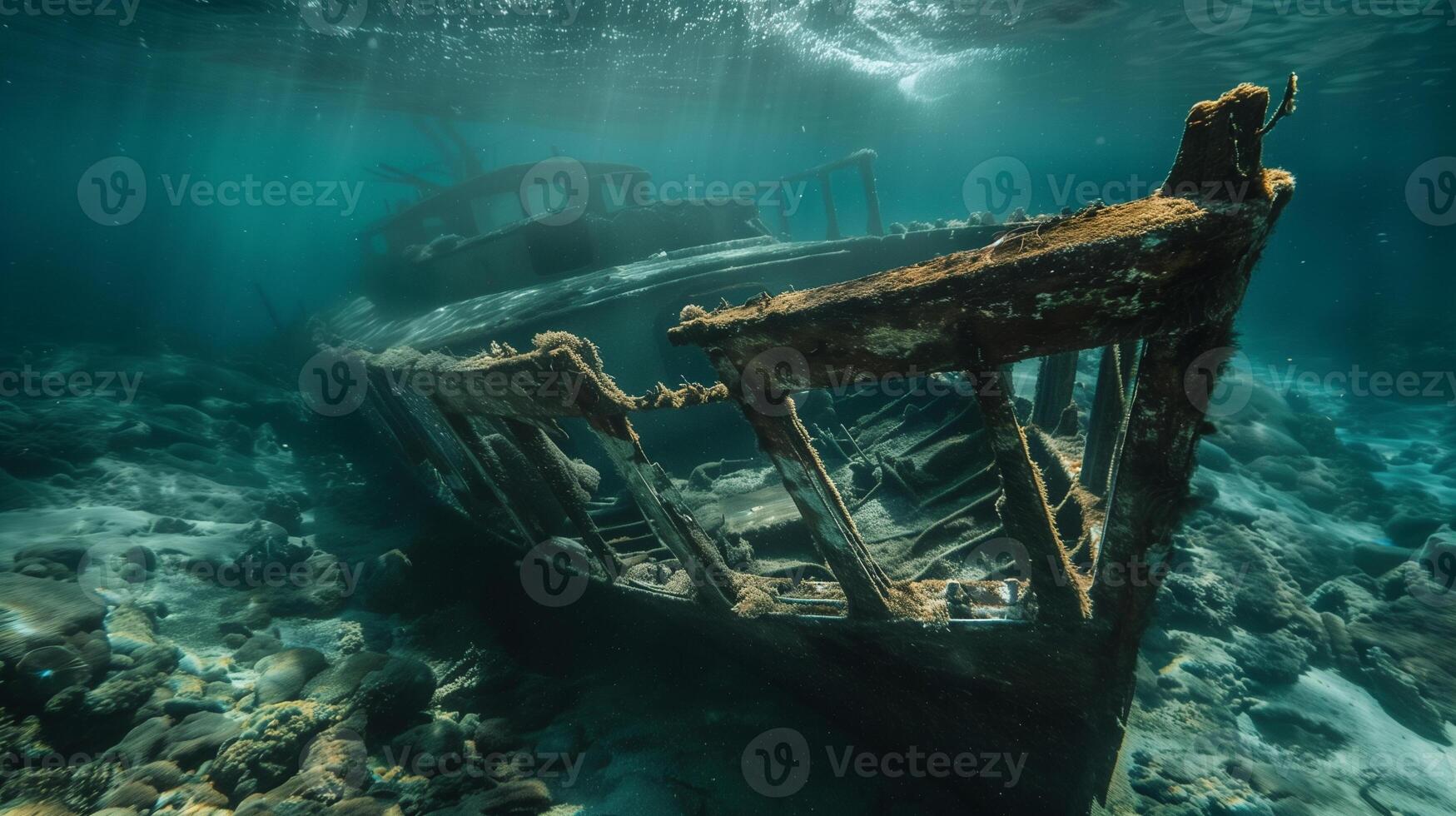 AI generated a wreck in the bottom of the sea photo