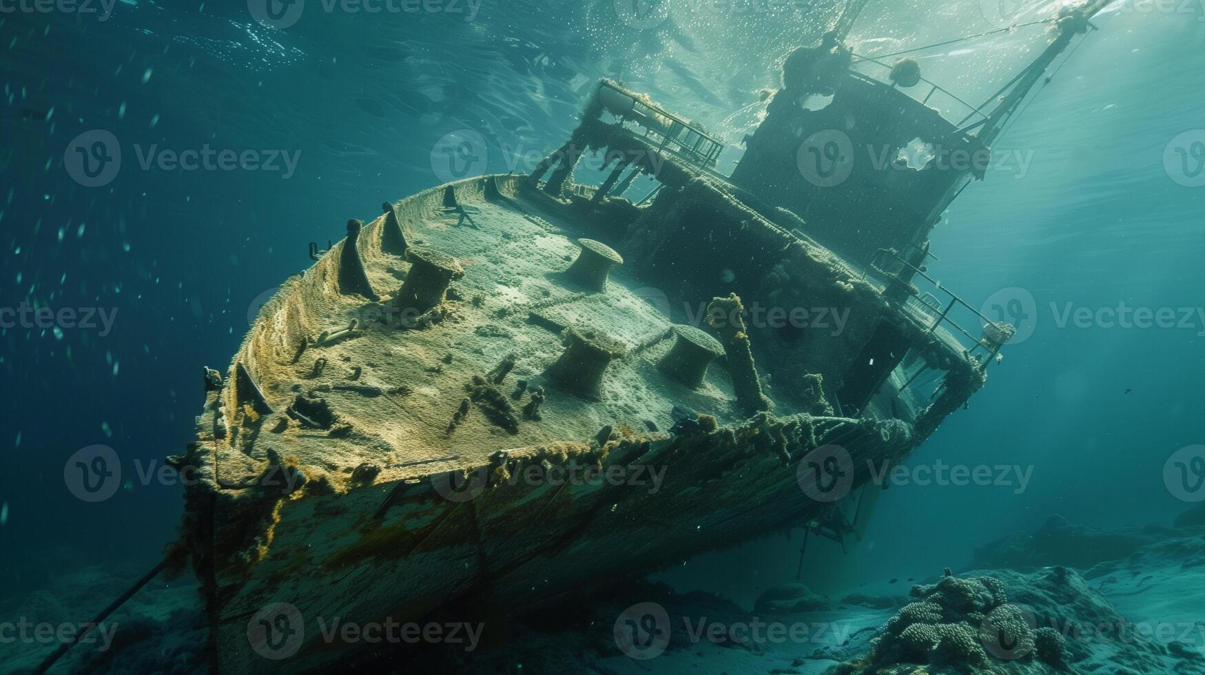 AI generated a wreck in the bottom of the sea photo