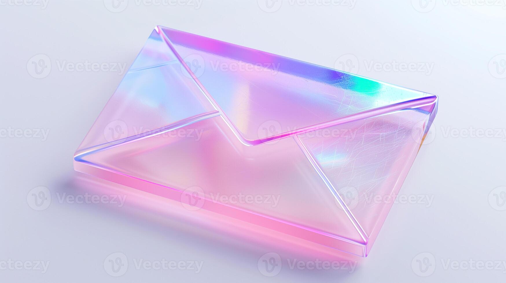 AI generated clear glass message holographic icon, clear glass photo