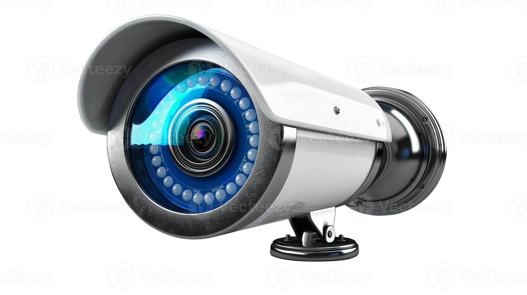 AI generated illustration of CCTV camera icon on white background photo