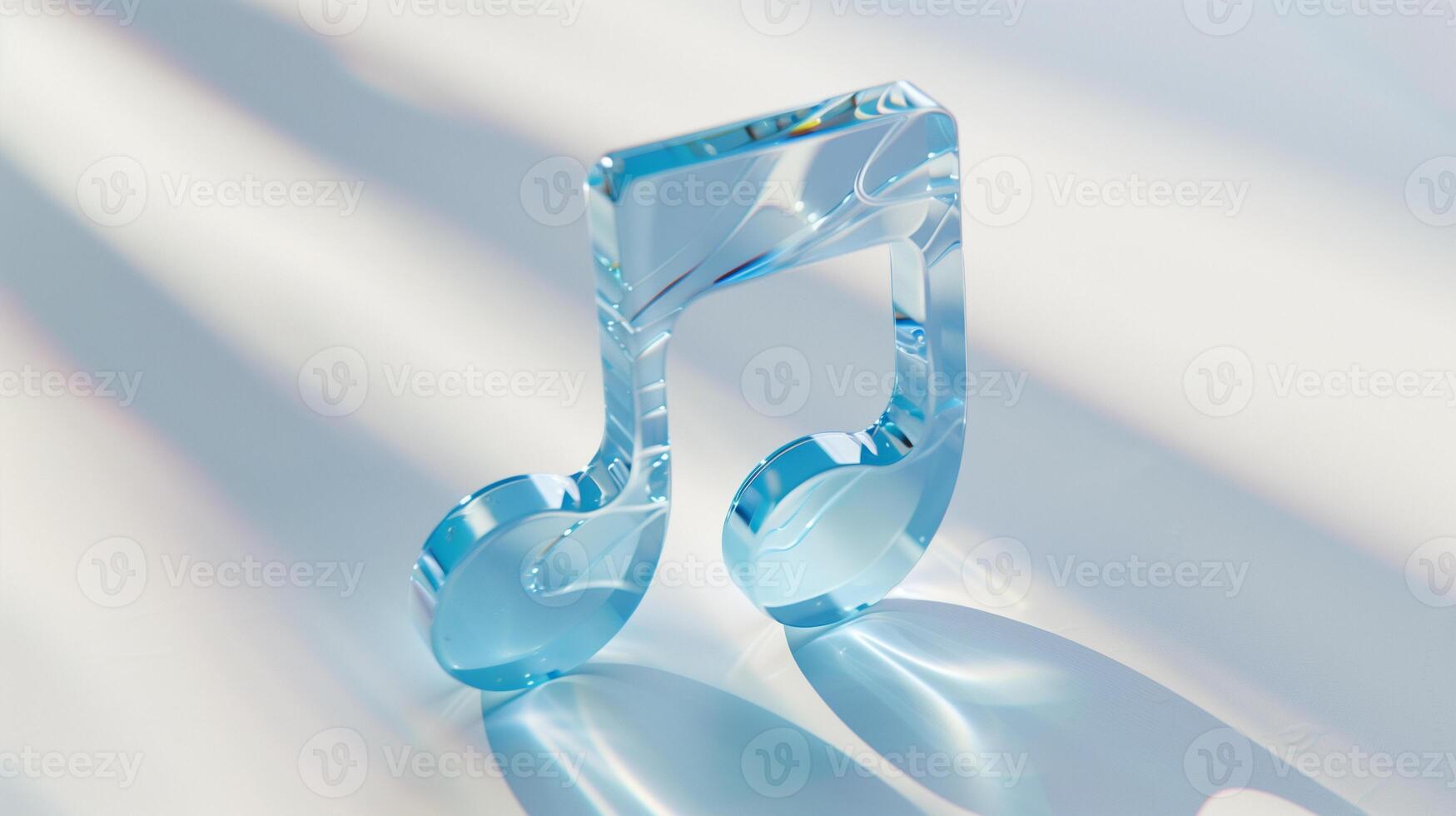 AI generated musical note icon in blue frosted transparent glass photo