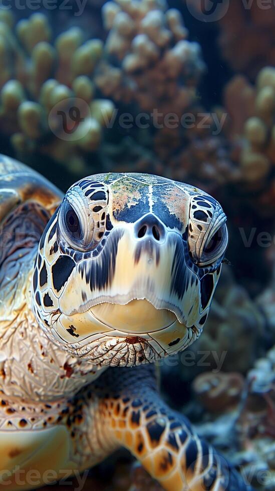 AI generated sea turtle close up photo
