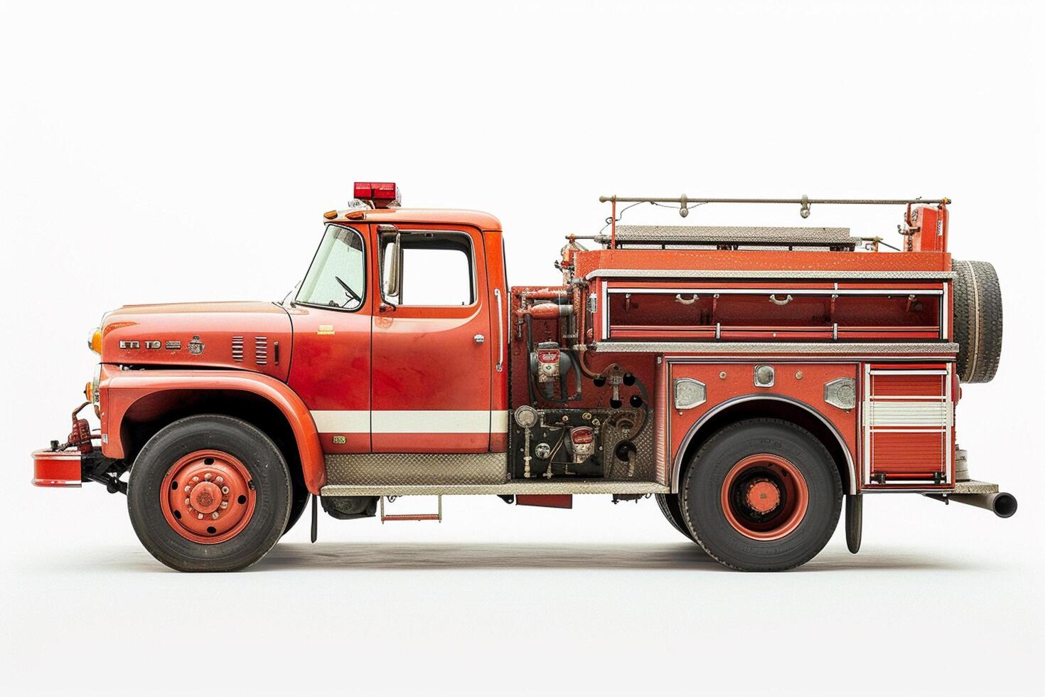AI generated Fire truck on white background with generative ai photo