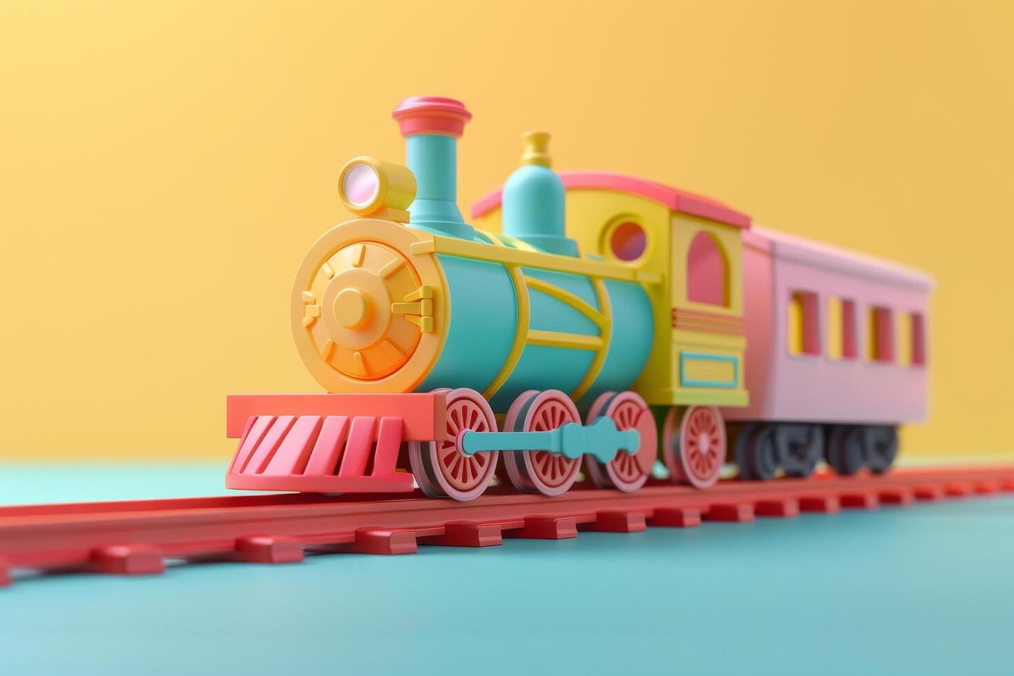 AI generated Doll and Toy Train in the concept of realistic play photo