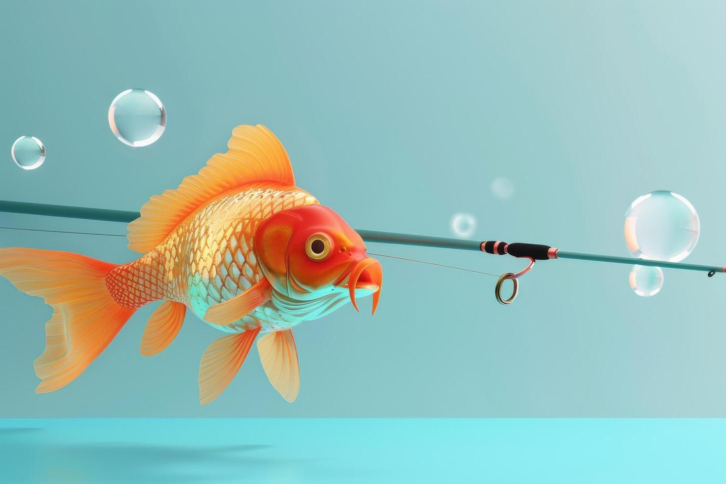 AI generated Fishing Rod and Fish in the concept of leisure and recreation photo