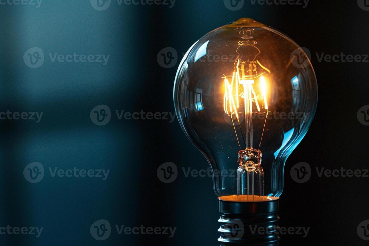 AI generated The light bulb is bright on dark background bokeh style background with generative ai photo