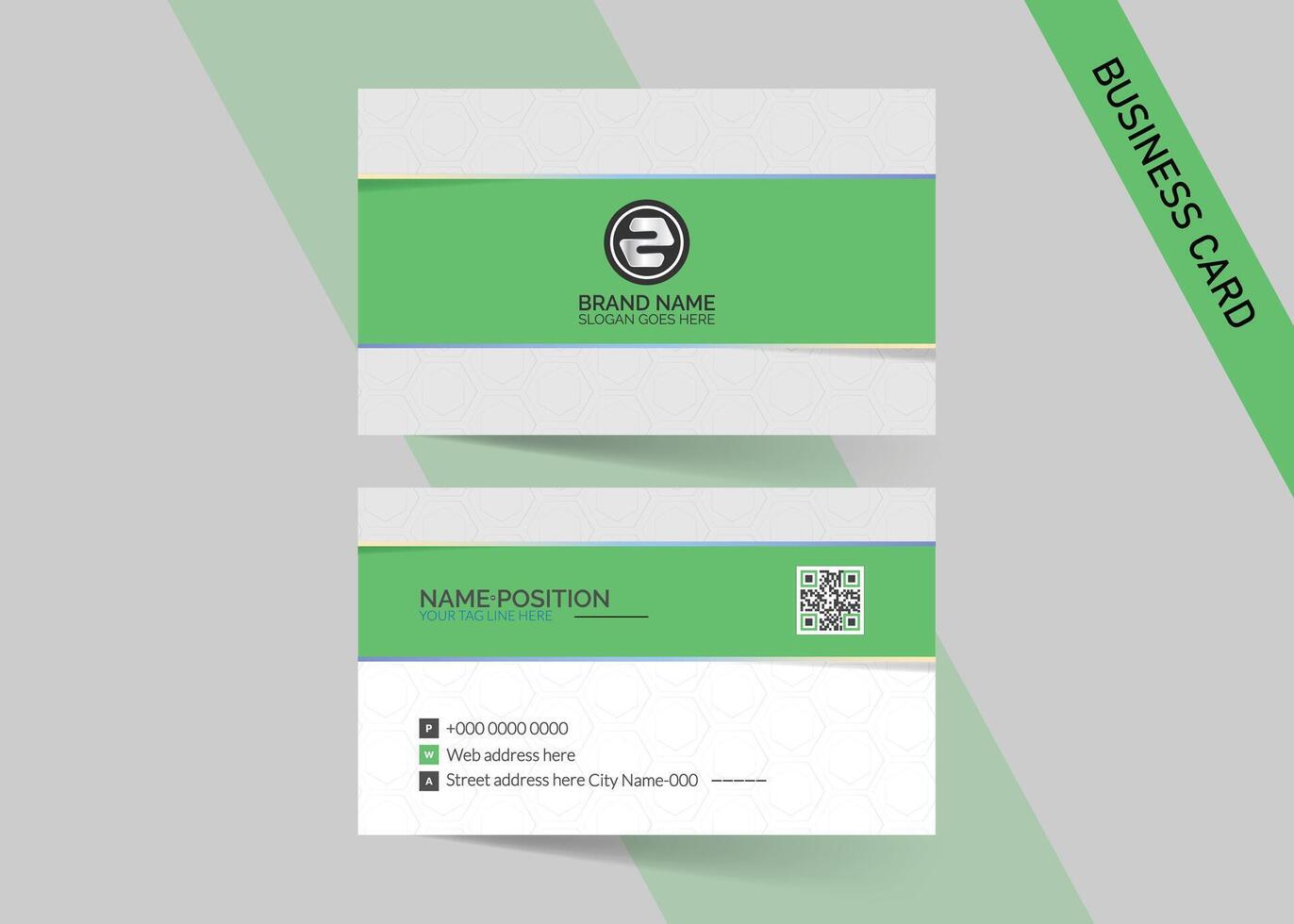 elegant minimal green and white business card template vector