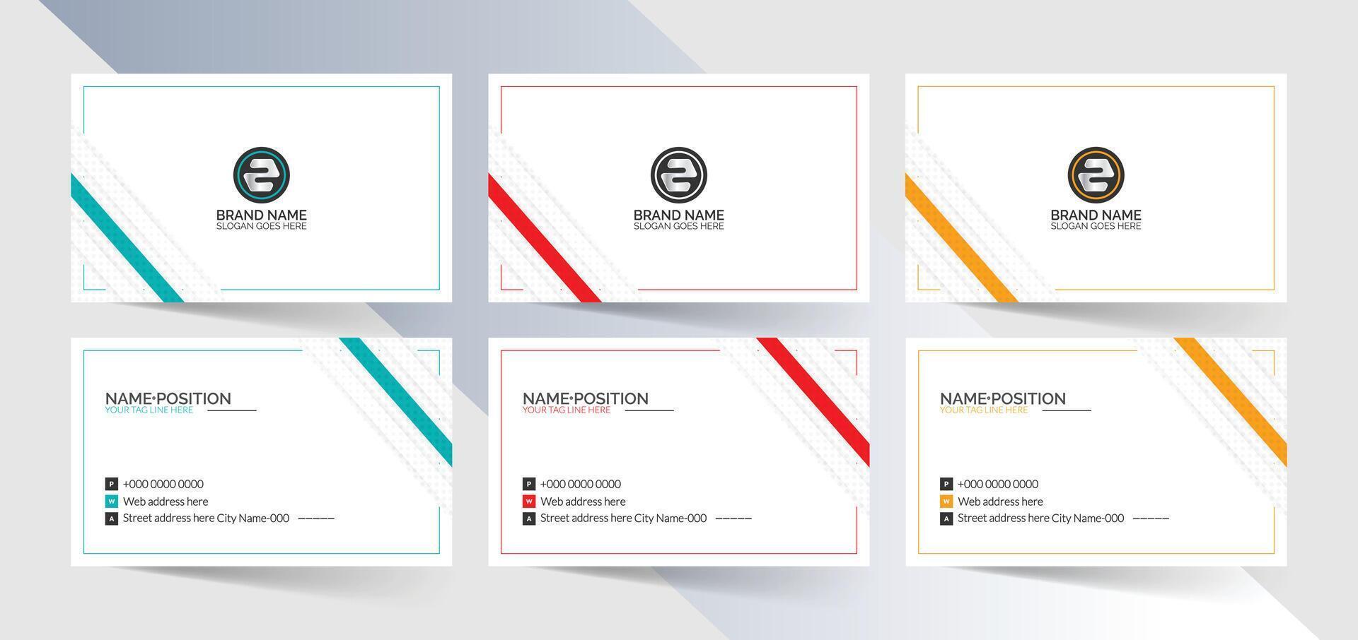 business card template with four different colors vector