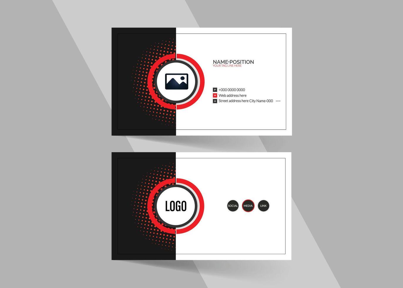 Corporate business card template with a black and white design vector