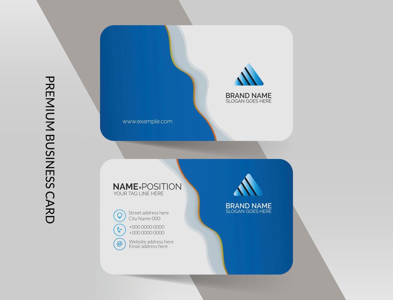 business card template with blue and white design vector
