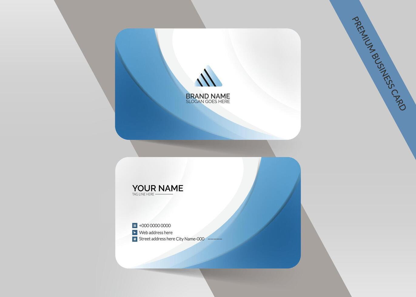 Abstract blue and white business card template design vector