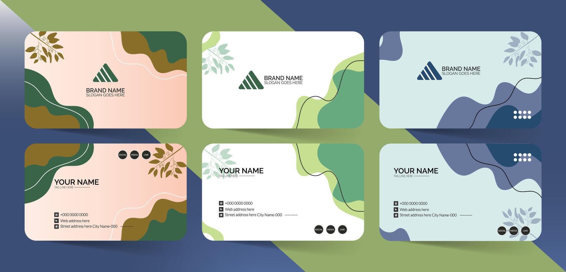 Pastel business card template design vector