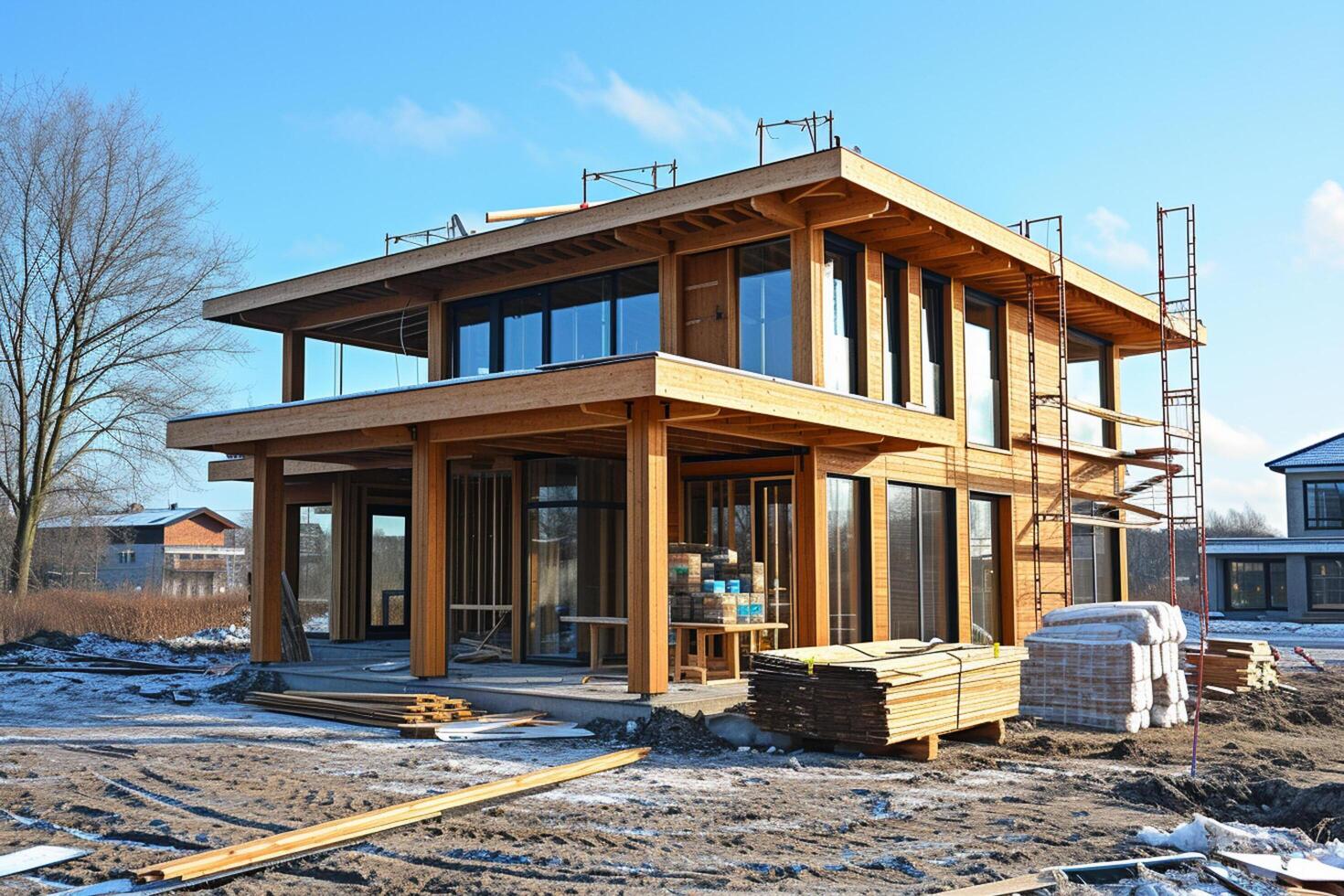 AI generated exterior of house construction  with generative ai photo
