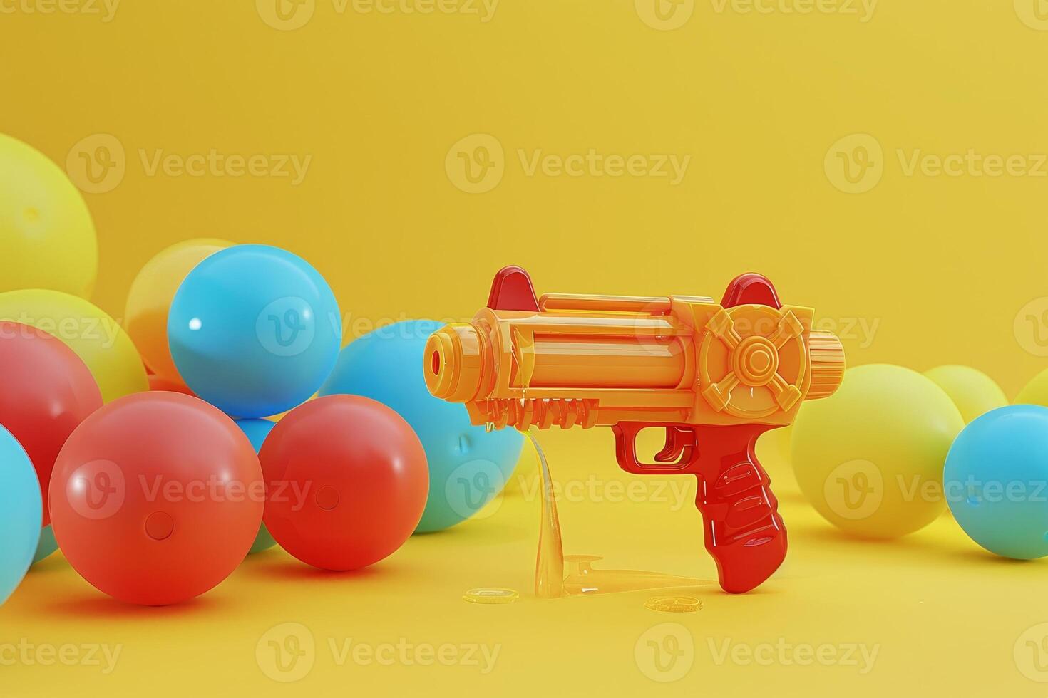 AI generated Ball Target and Water Gun in the concept of playing water in the garden photo
