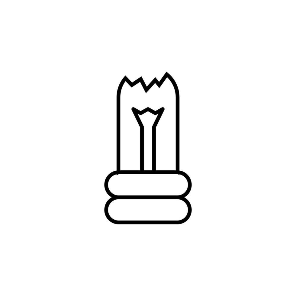 Broken Lamp Vector Symbol for Adverts. Suitable for books, stores, shops. Editable stroke in minimalistic outline style. Symbol for design
