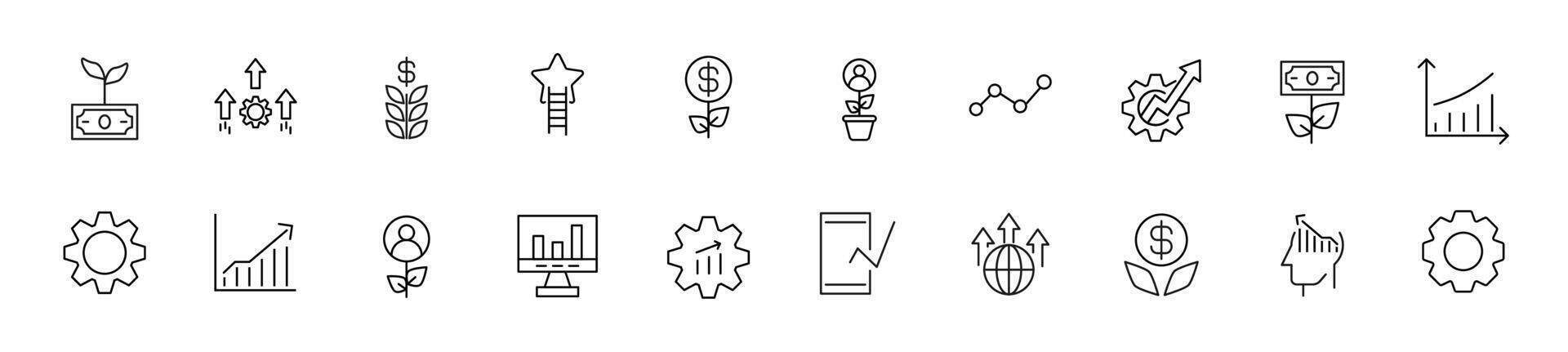 Collection of thin line icons of business. Linear sign and editable stroke. Suitable for web sites, books, articles vector