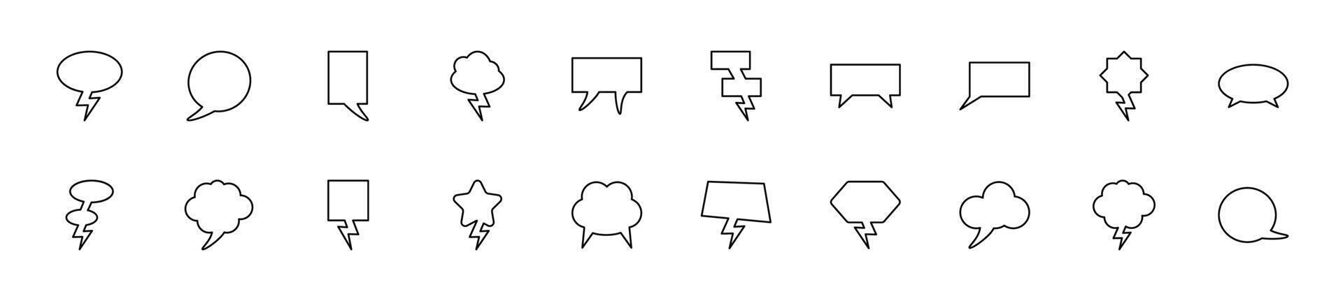 Collection of thin line icons of speech bubbles for design. Linear sign and editable stroke. Suitable for web sites, books, articles vector