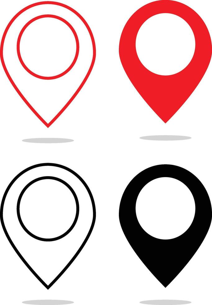 Location Pin Multiple Styles Set. Vector Illustration