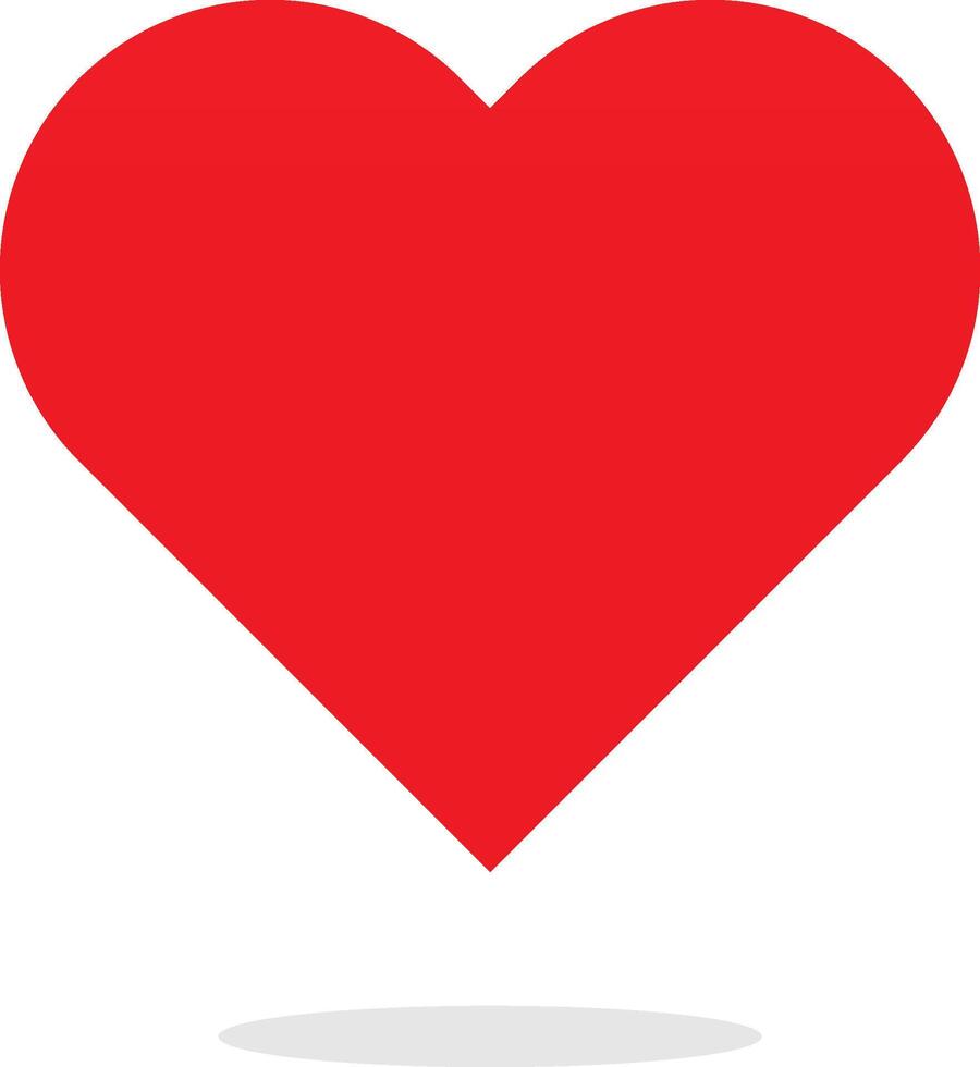 Red flat heart isolated on white background. Vector illustration