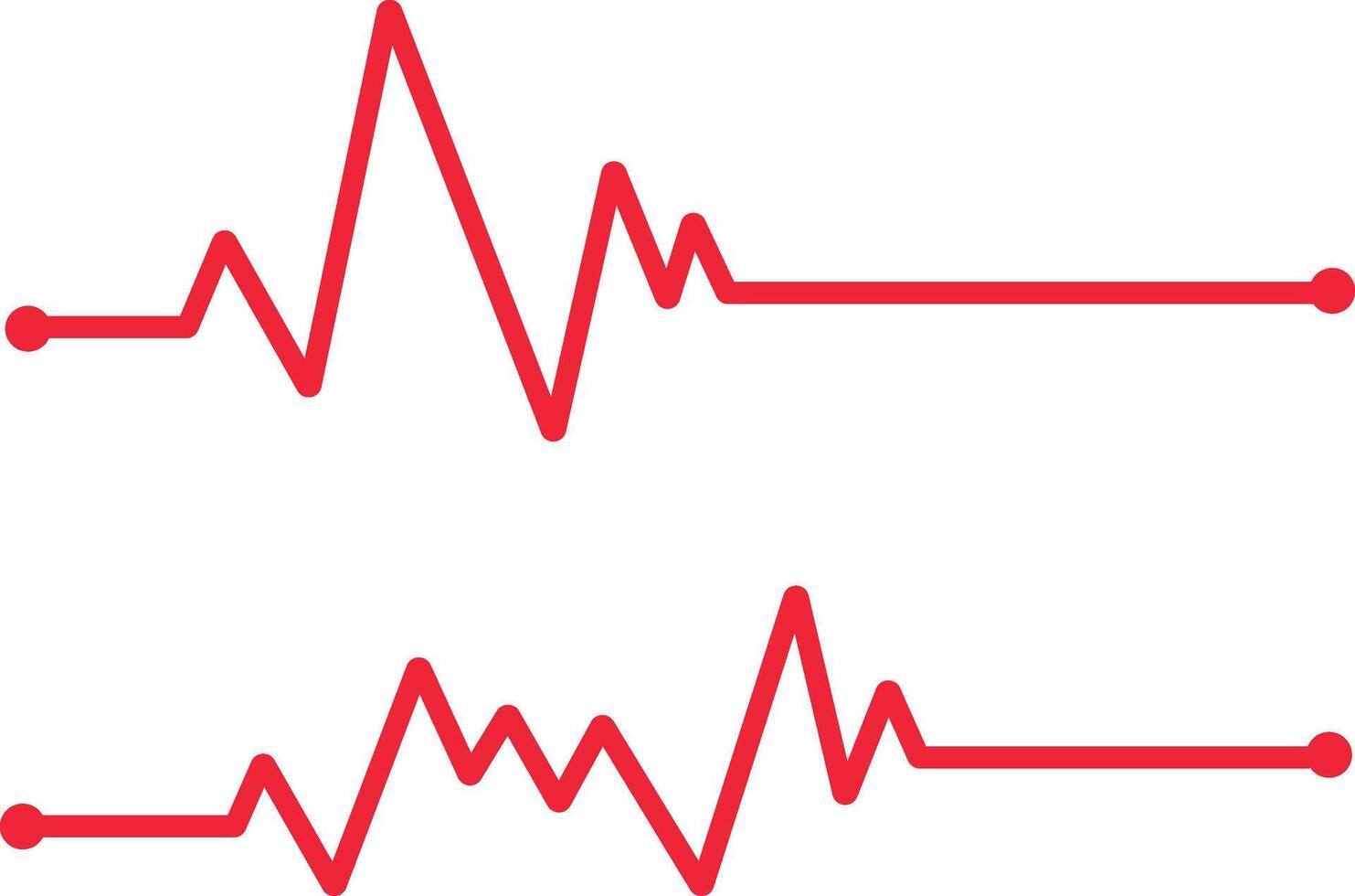 dos ecg línea latidos del corazón colocar. rojo latido del corazón línea icono en blanco antecedentes. vector ilustración.