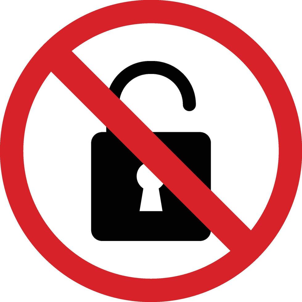 Padlock no sign, warning, caution, attention, restriction. Vector illustration